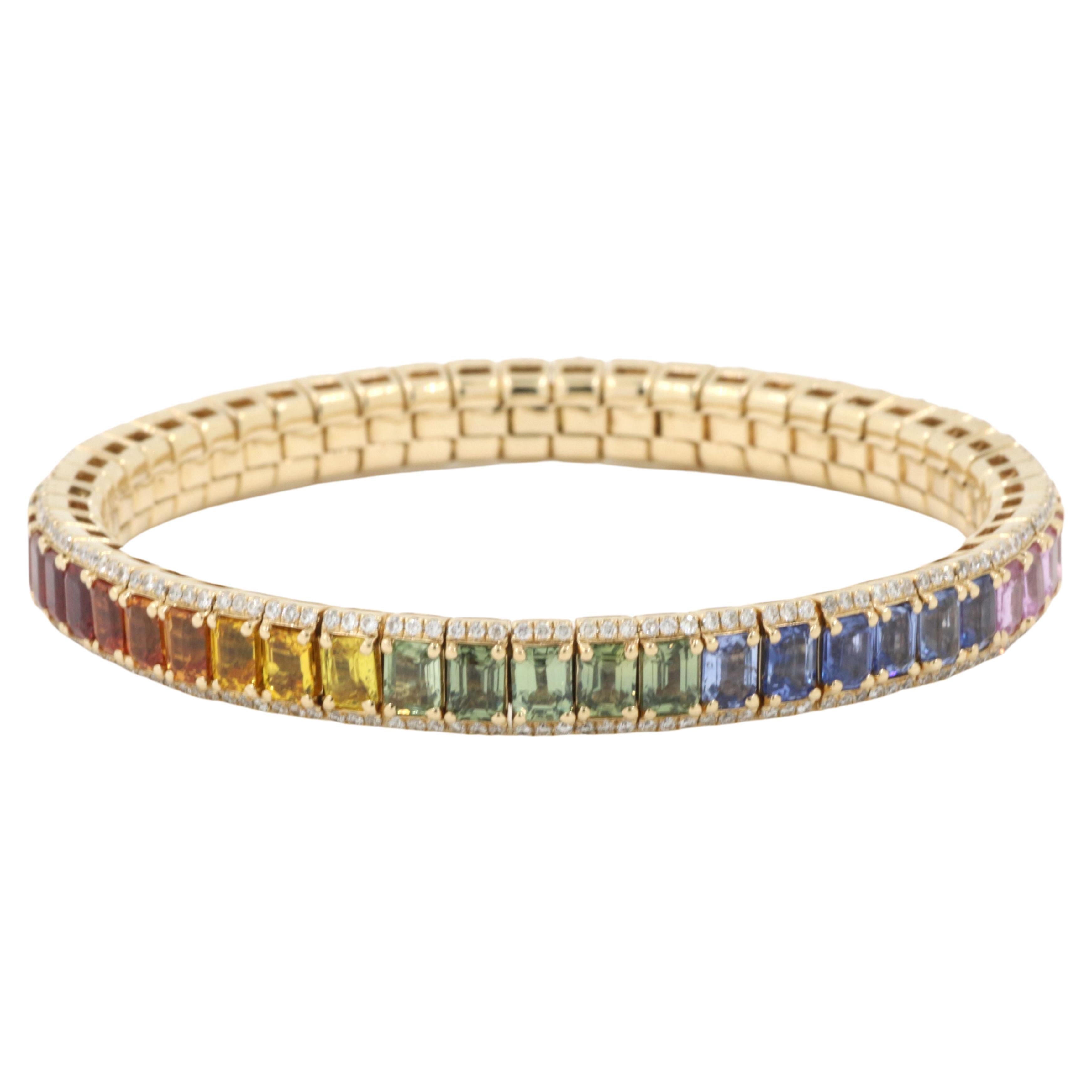 Cartier Lanieres Multicolor Fancy Sapphire Diamond Gold Bracelet at 1stDibs