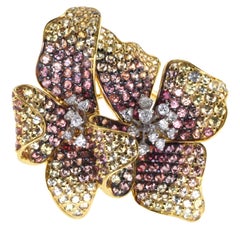 Fancy Sapphire Flower Ring in 18K Yellow Gold SR-05267