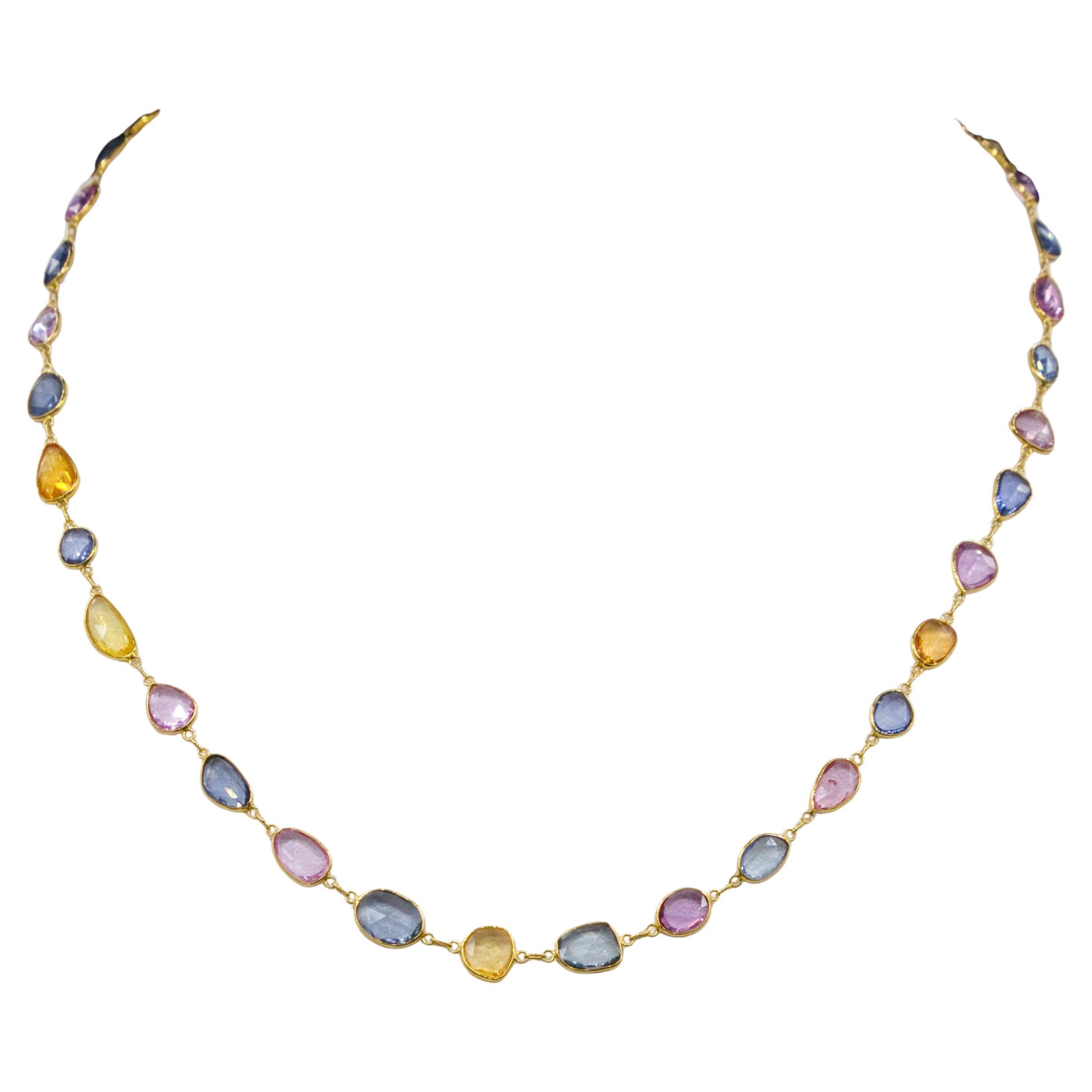 Collana Fancy Sapphire in oro 18 k. in vendita