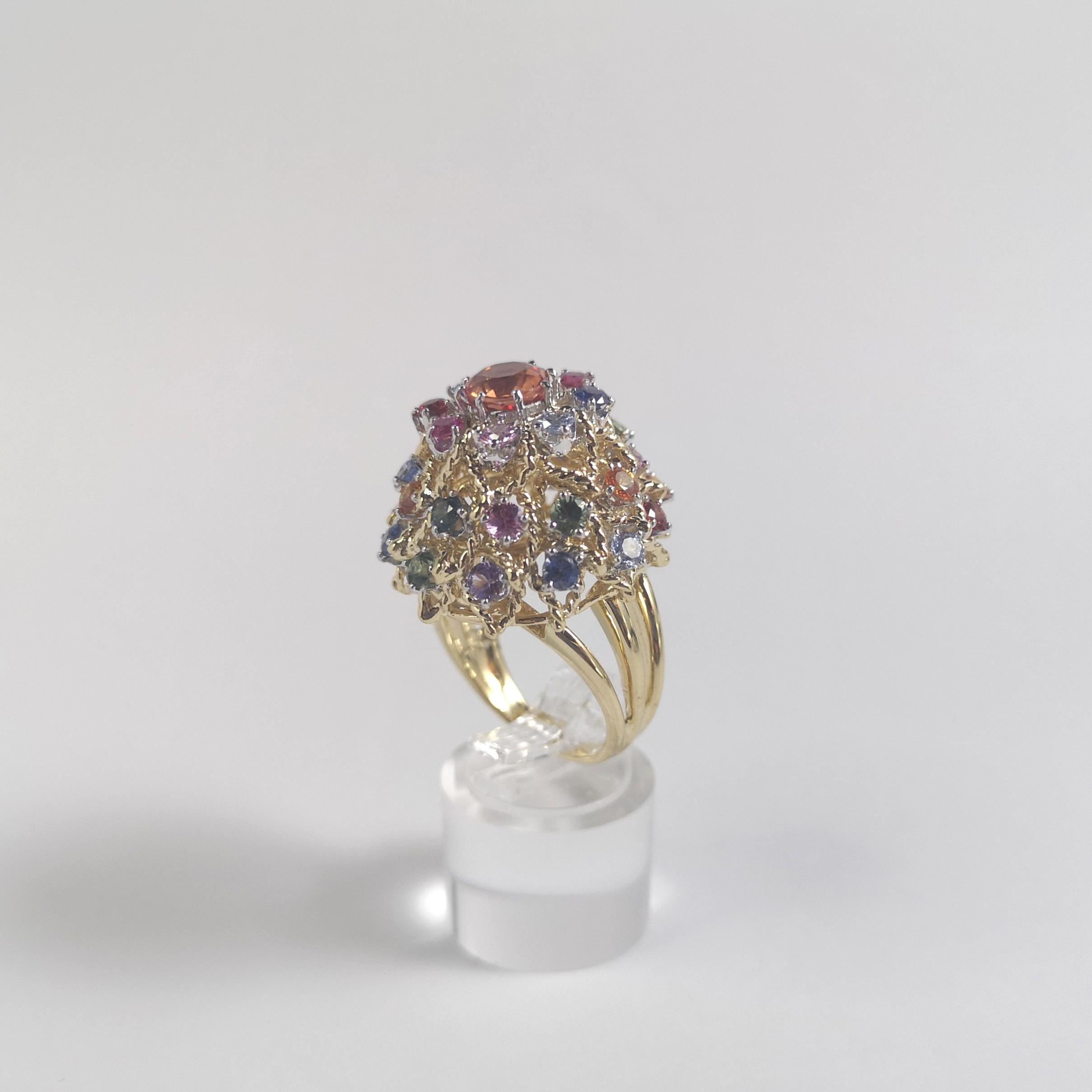 Fancy Sapphire Ring set in Platinum 950 and 18K Gold Settings For Sale 6