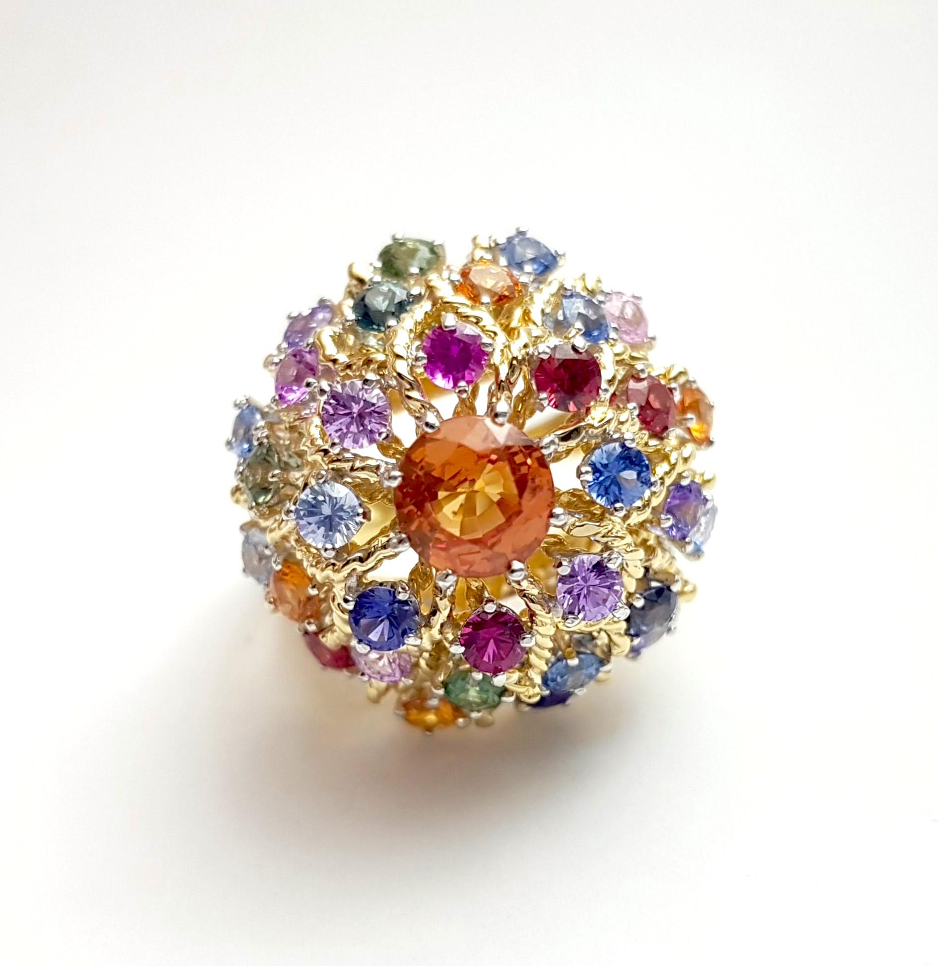 Fancy Sapphire Ring set in Platinum 950 and 18K Gold Settings For Sale 9