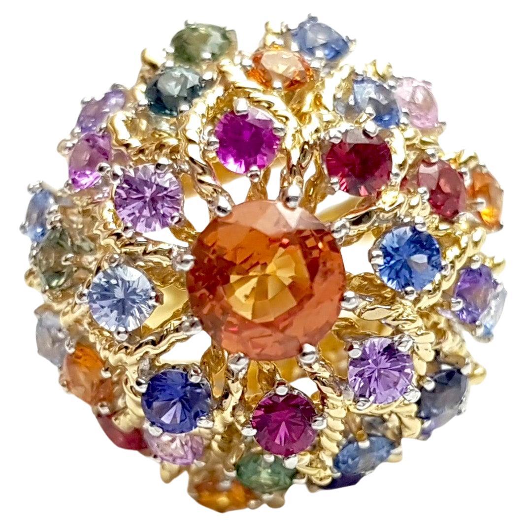 Fancy Sapphire Ring set in Platinum 950 and 18K Gold Settings