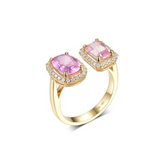 Fancy Sapphire Toi et Moi Ring in 18 Karat Yellow Gold
