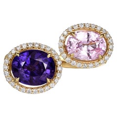 3.87Ct Fancy Sapphire Toi et Moi Ring in 18 Karat Yellow Gold