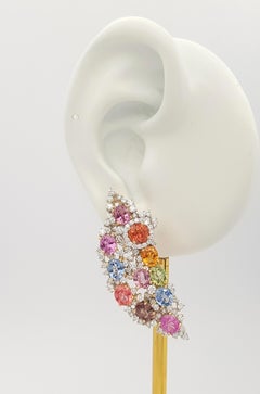 Fancy Saphir mit Diamant-Ohrringe in 18K Gold-Fassung