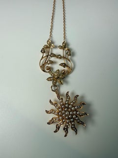 Fancy Seed Pearl necklace 14KT yellow gold