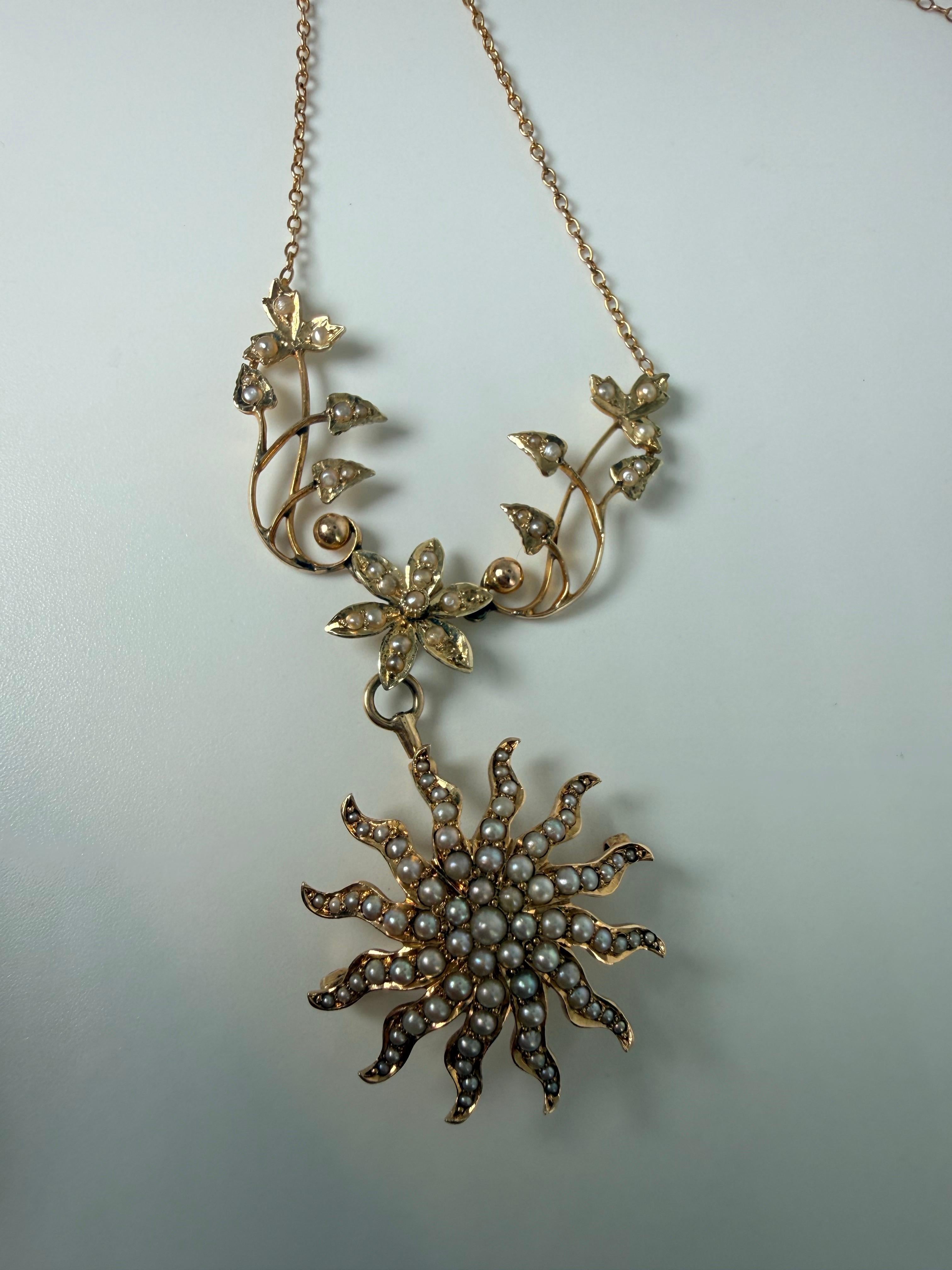 Collana Fancy Seed Pearl in oro giallo 14KT In condizioni ottime in vendita a Jupiter, FL