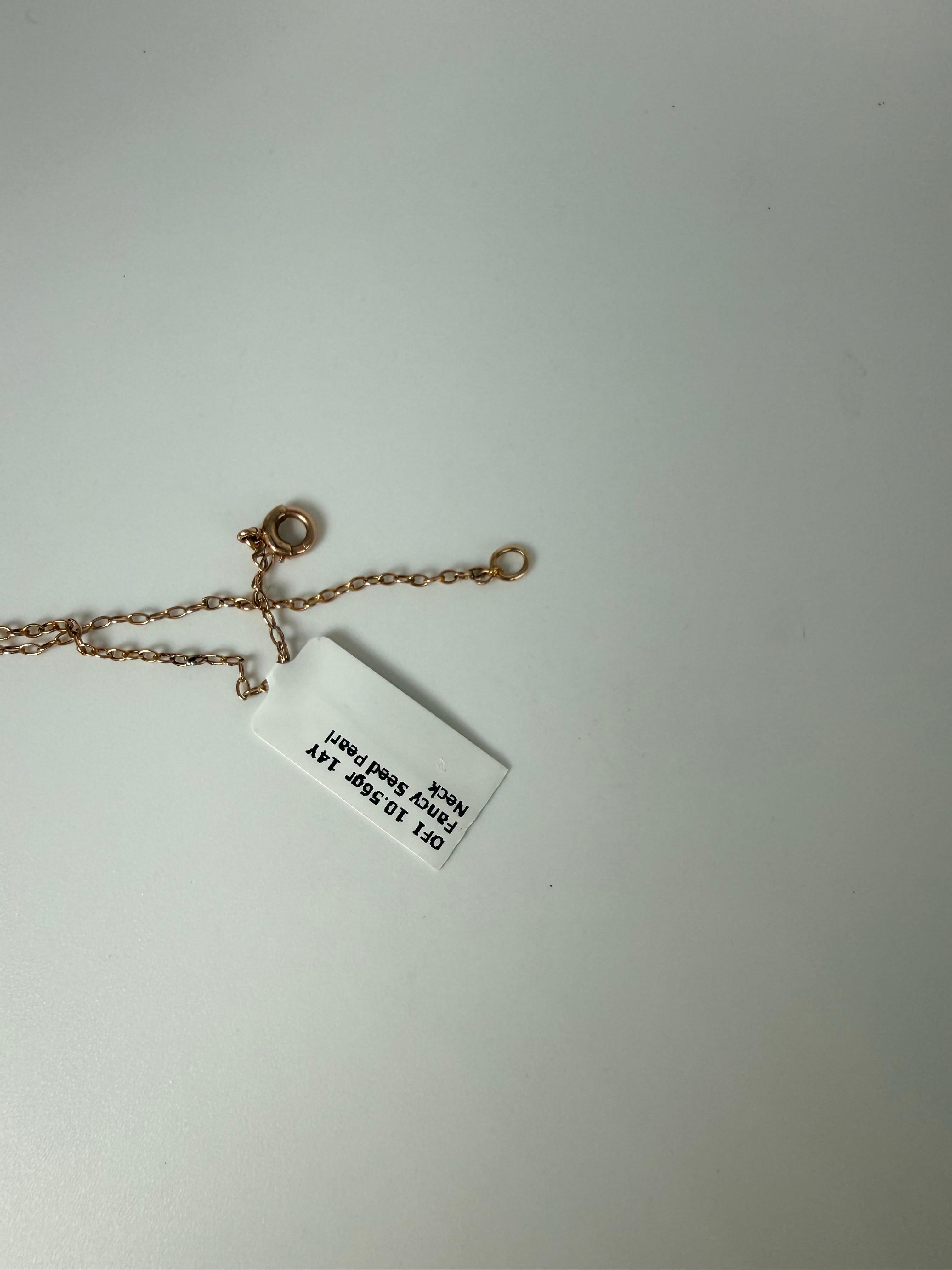 da uomo o donna Collana Fancy Seed Pearl in oro giallo 14KT in vendita