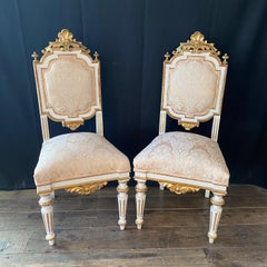 Fancy Set of Four Italian Venetian Louis XV Chairs with Original Real Gold Gilt