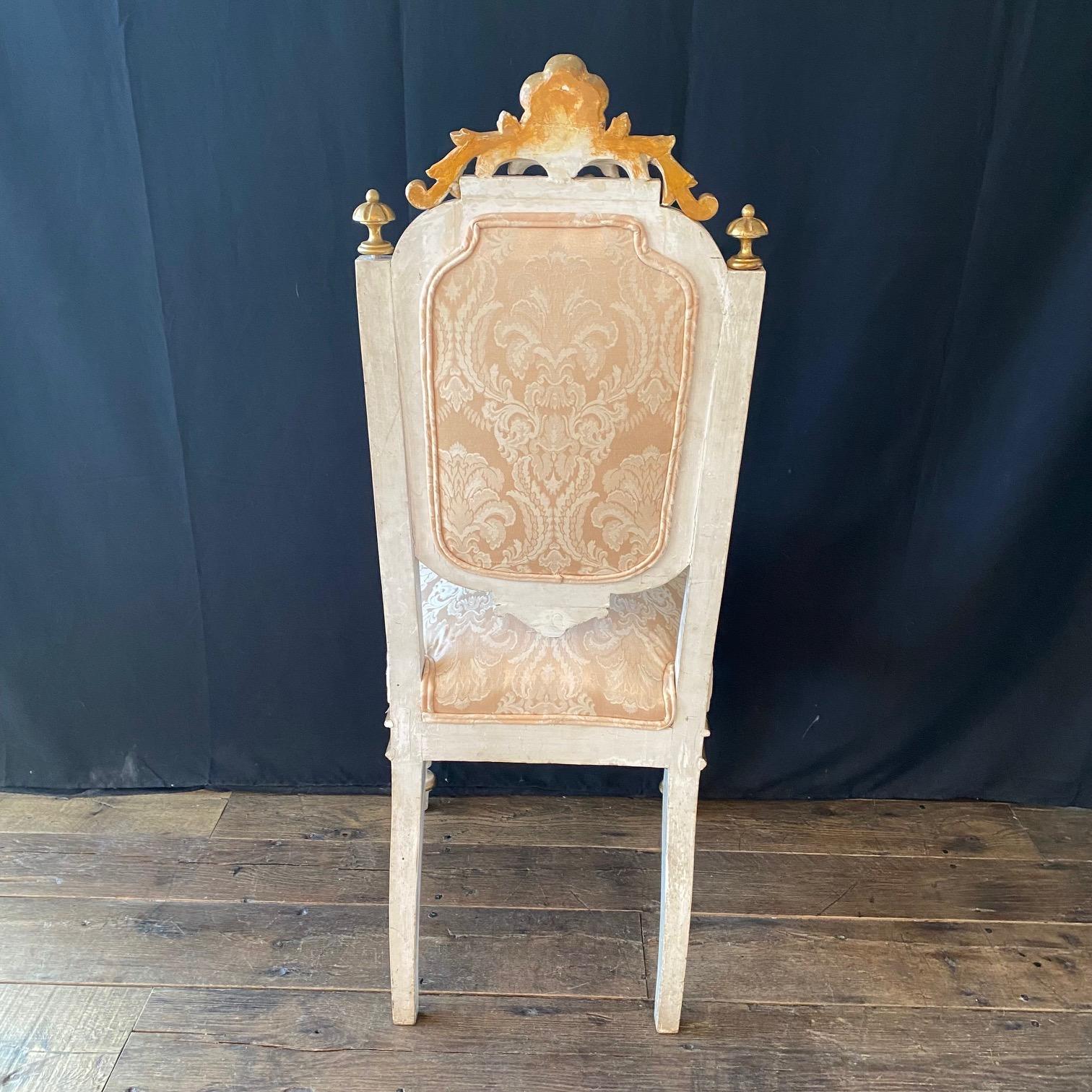 Fancy Set of Four Italian Venetian Louis XV Chairs with Original Real Gold Gilt For Sale 3