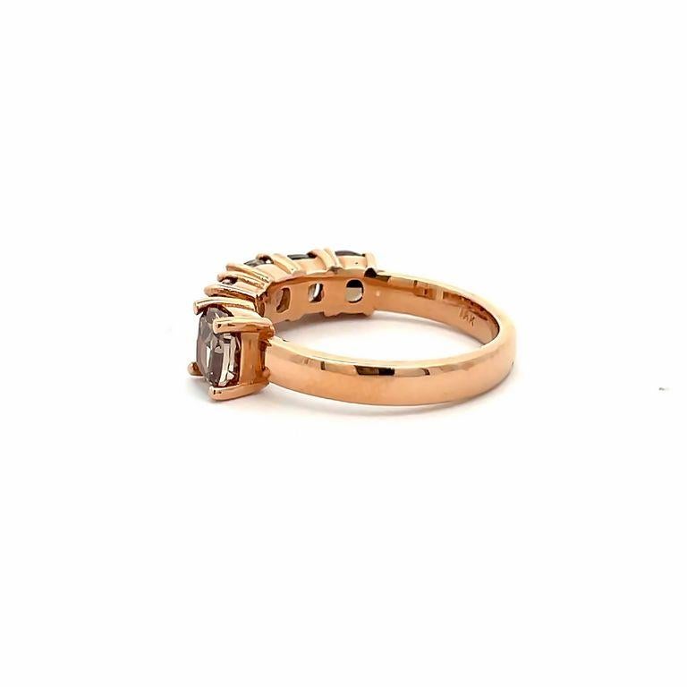 Modern Fancy Shape Chocolate Diamond 2.42 Carat set in 18K Rose Gold Fashion Ring For Sale