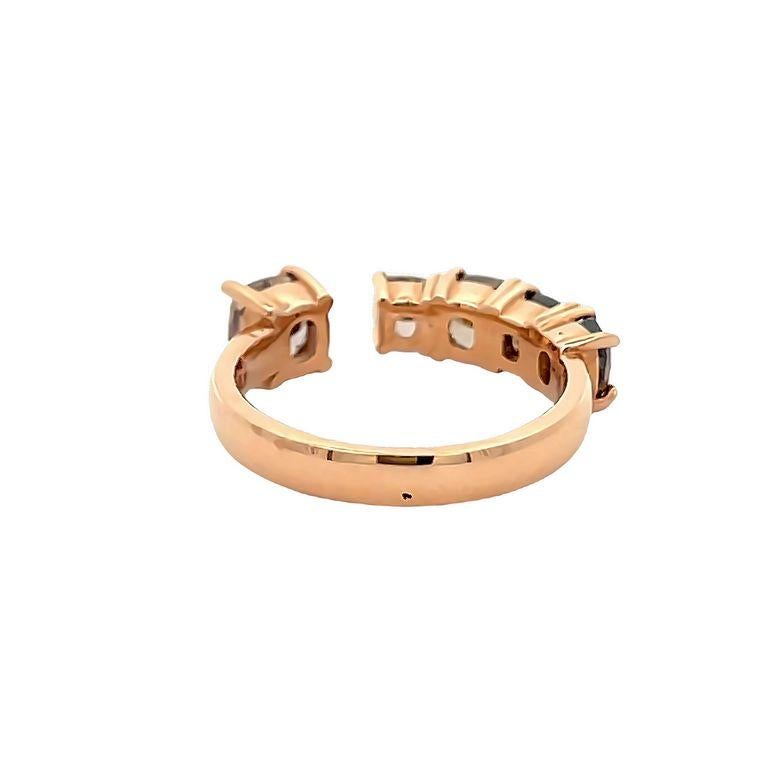 Women's Fancy Shape Chocolate Diamond 2.42 Carat set in 18K Rose Gold Fashion Ring For Sale