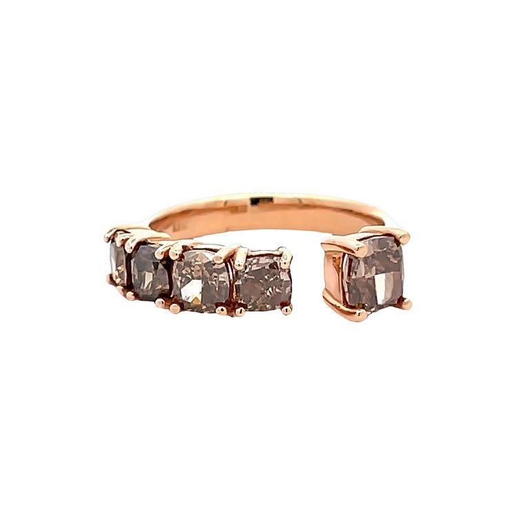 Fancy Shape Chocolate Diamond 2.42 Carat set in 18K Rose Gold Fashion Ring For Sale 1