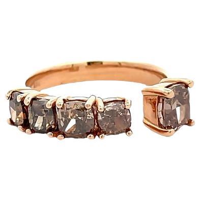 Fancy Shape Chocolate Diamond 2.42 Carat set in 18K Rose Gold Fashion Ring For Sale