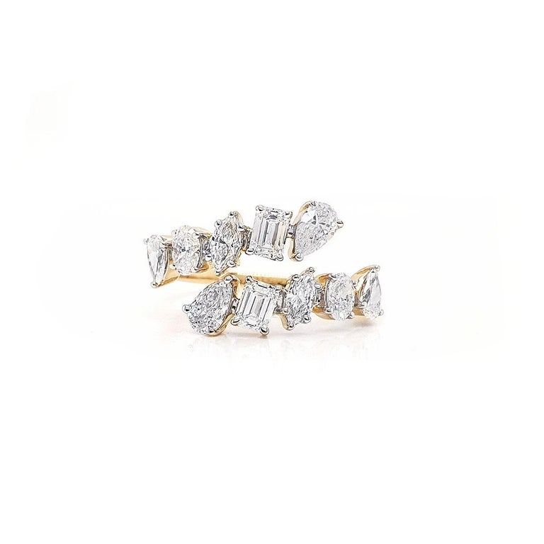 Modern Fancy Shape Diamond Band 1.50 Carats 14 Kt White Gold IGI Certified For Sale