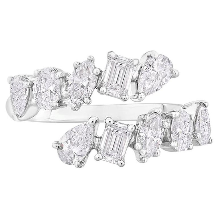Fancy Shape Diamond Band 1.50 Carats 14 Kt White Gold IGI Certified For Sale