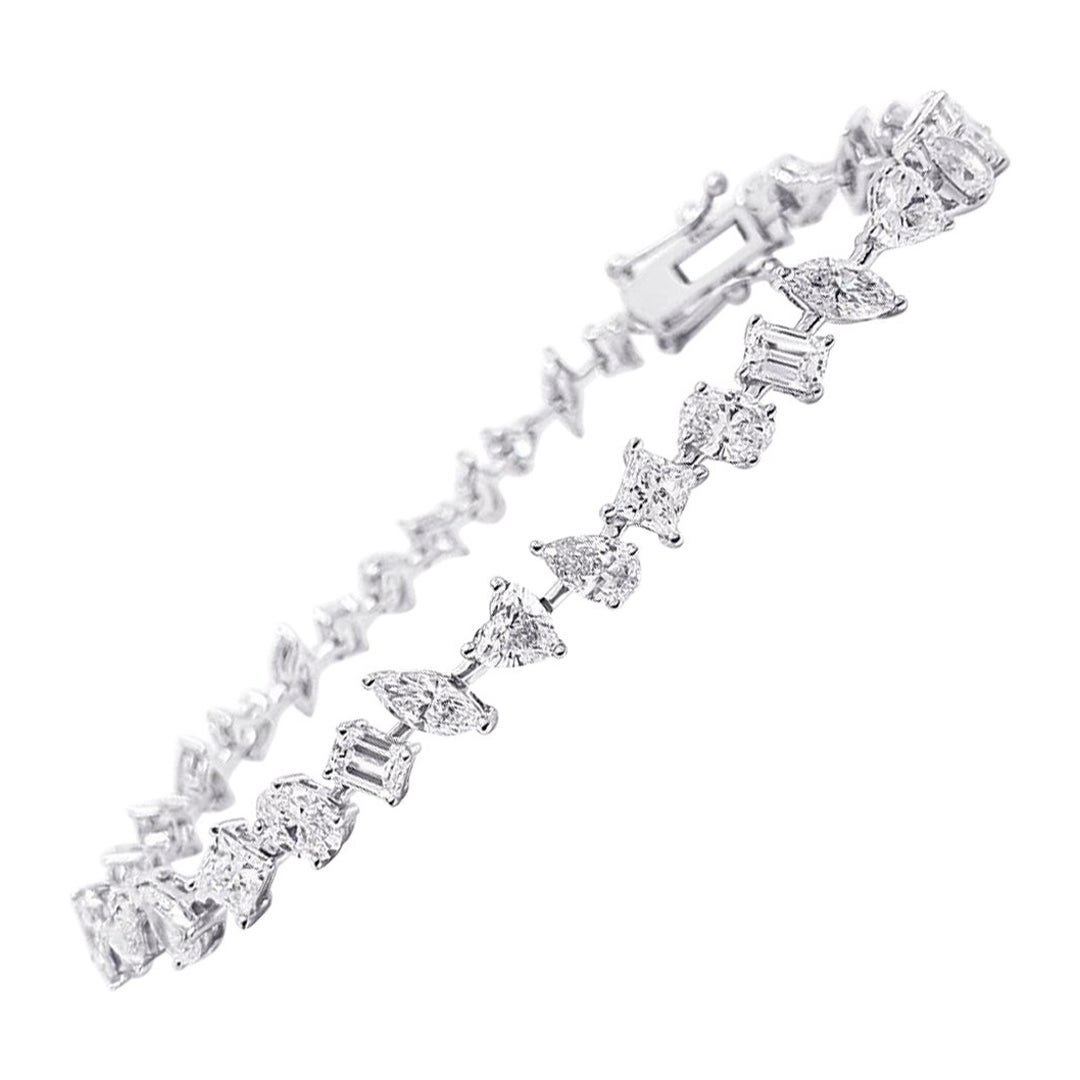 Bracciale con diamanti a forma di fantasia in oro bianco 18KT
