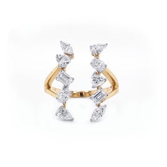 Fancy Shape Diamond Cocktail Ring 1.57 Carat 14 KT White Gold