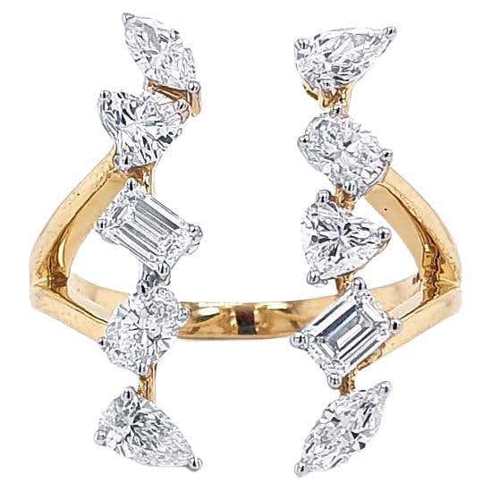 Fancy Shape Diamond Cocktail Ring 1.57 Carat 14 KT Yellow Gold For Sale ...