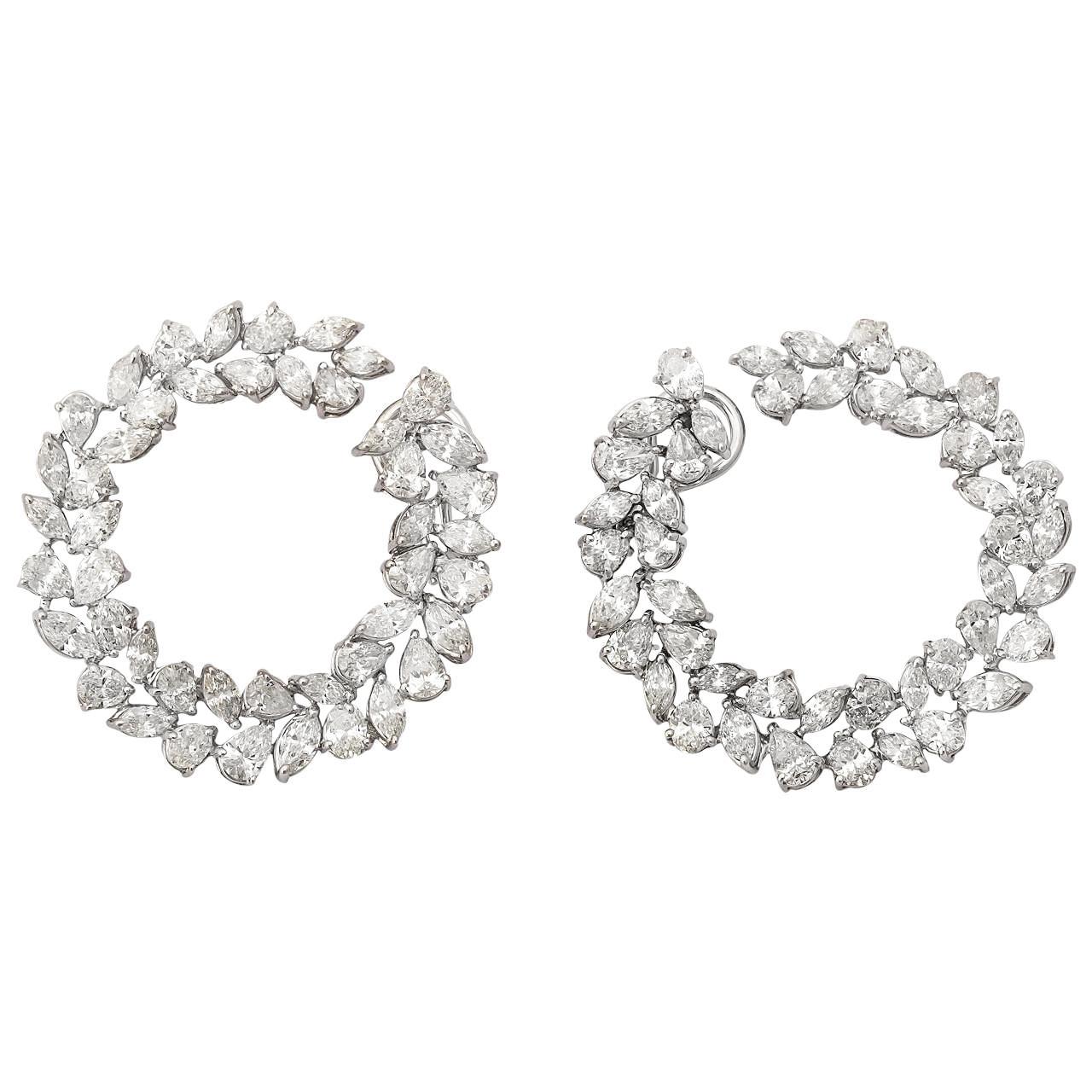 White gold Cluster Diamond Earrings For Sale
