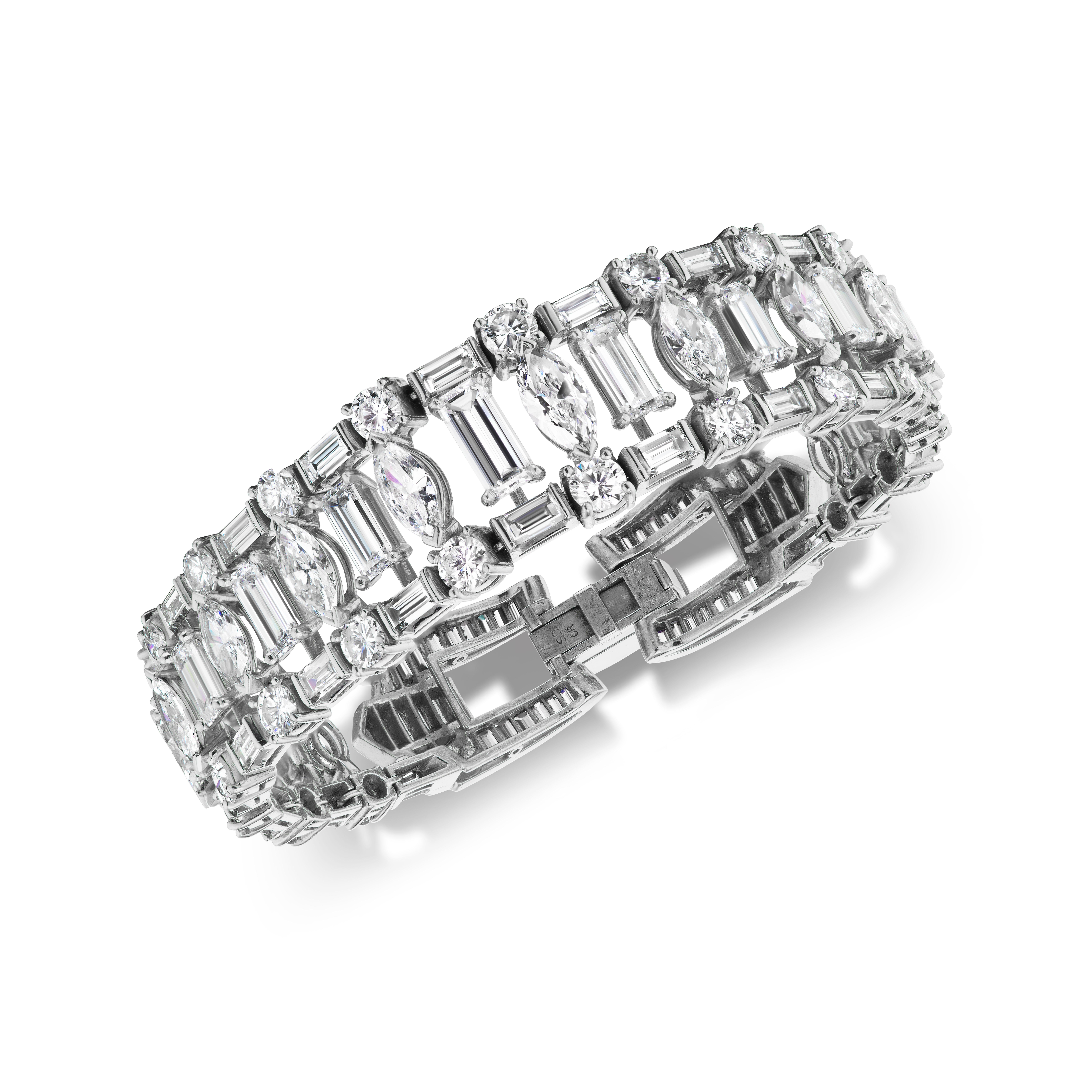Platinarmband mit ausgefallenen Diamanten in Form eines Diamanten im Zustand „Gut“ im Angebot in New York, NY