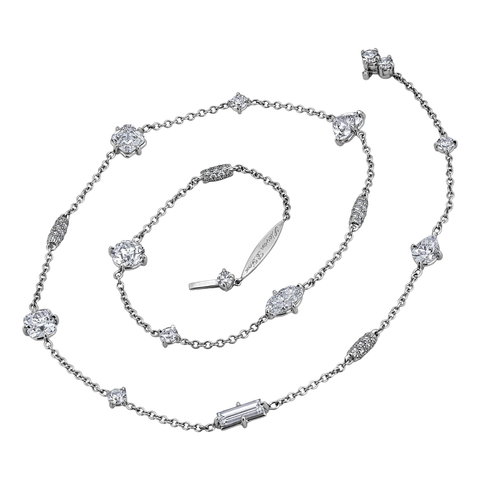 Fancy Shape Diamond Platinum Necklace