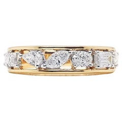 Bague en or jaune 14 carats avec diamants de forme fantaisie