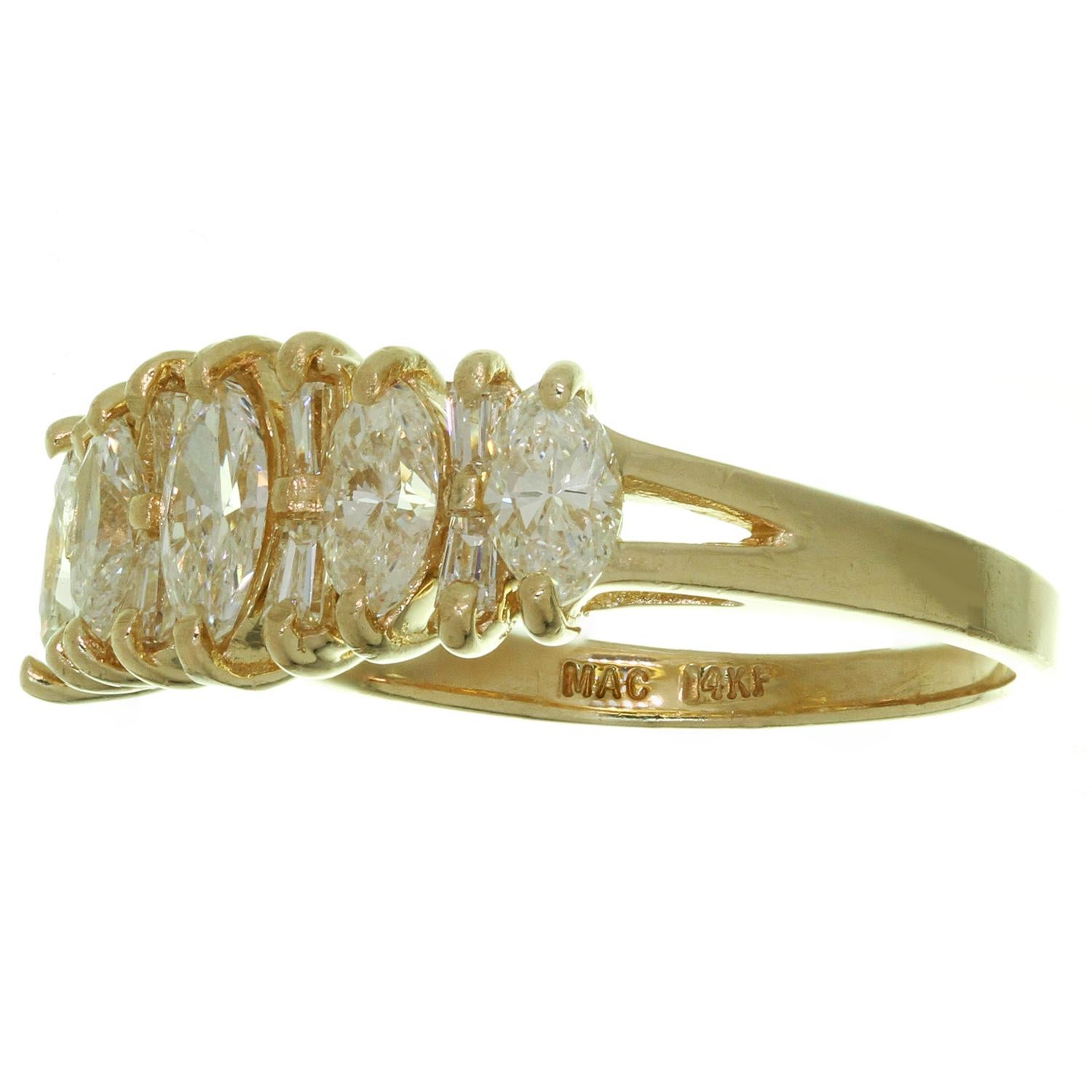 Women's Fancy-Shape Diamond Yellow Gold Estate Ring For Sale