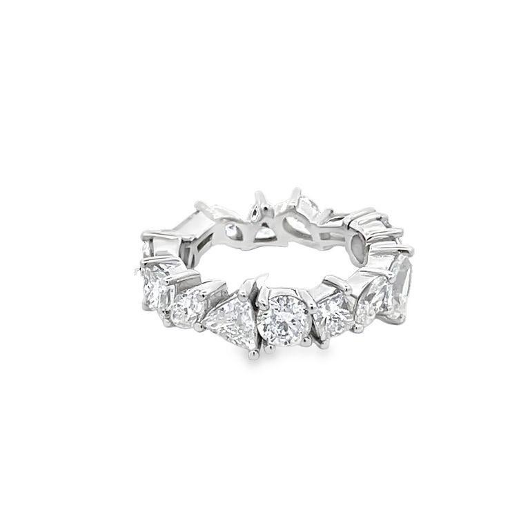 Mixed Cut Fancy Shape Eternity Diamond Ring 4.88CT 18K WG  For Sale