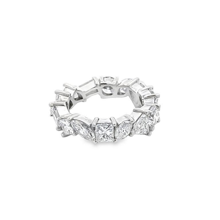Fancy Shape Eternity Diamond Ring 4.88CT 18K WG  In New Condition For Sale In New York, NY