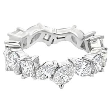 Fancy Shape Eternity Diamond Ring 4.88CT 18K WG  For Sale