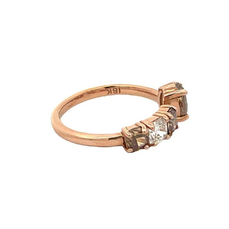 Modern Fancy Shape Multicolor Diamond 1.81 Carat set in 18K Rose Gold Fashion Ring For Sale
