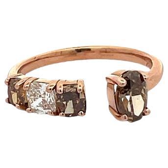 Fancy Shape Multicolor Diamond 1.81 Carat set in 18K Rose Gold Fashion Ring For Sale
