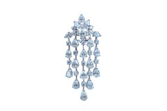 Fancy Shape Pear Round Brilliant Cut Chandelier 18K White Gold Drop Earrings