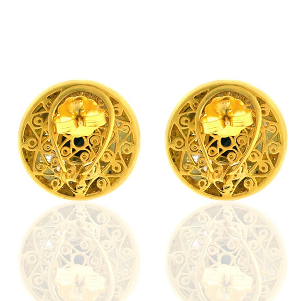 Art déco Clous d'oreilles en or jaune 18 carats avec diamants de forme fantaisie et glace coulissante en vente