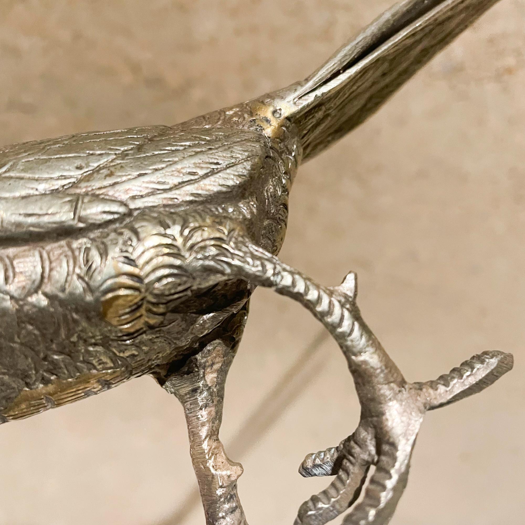 1960s Fancy Silver Bird Sculpture Italian Regal Male Pheasant Figurine Italy 4