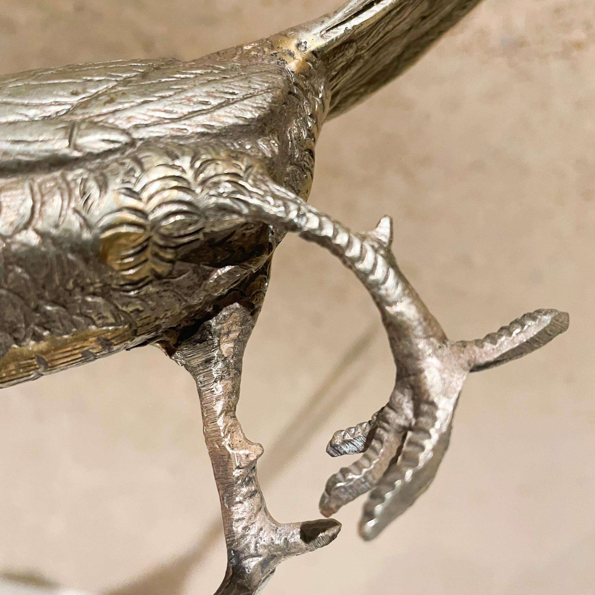 1960s Fancy Silver Bird Sculpture Italian Regal Male Pheasant Figurine Italy 5