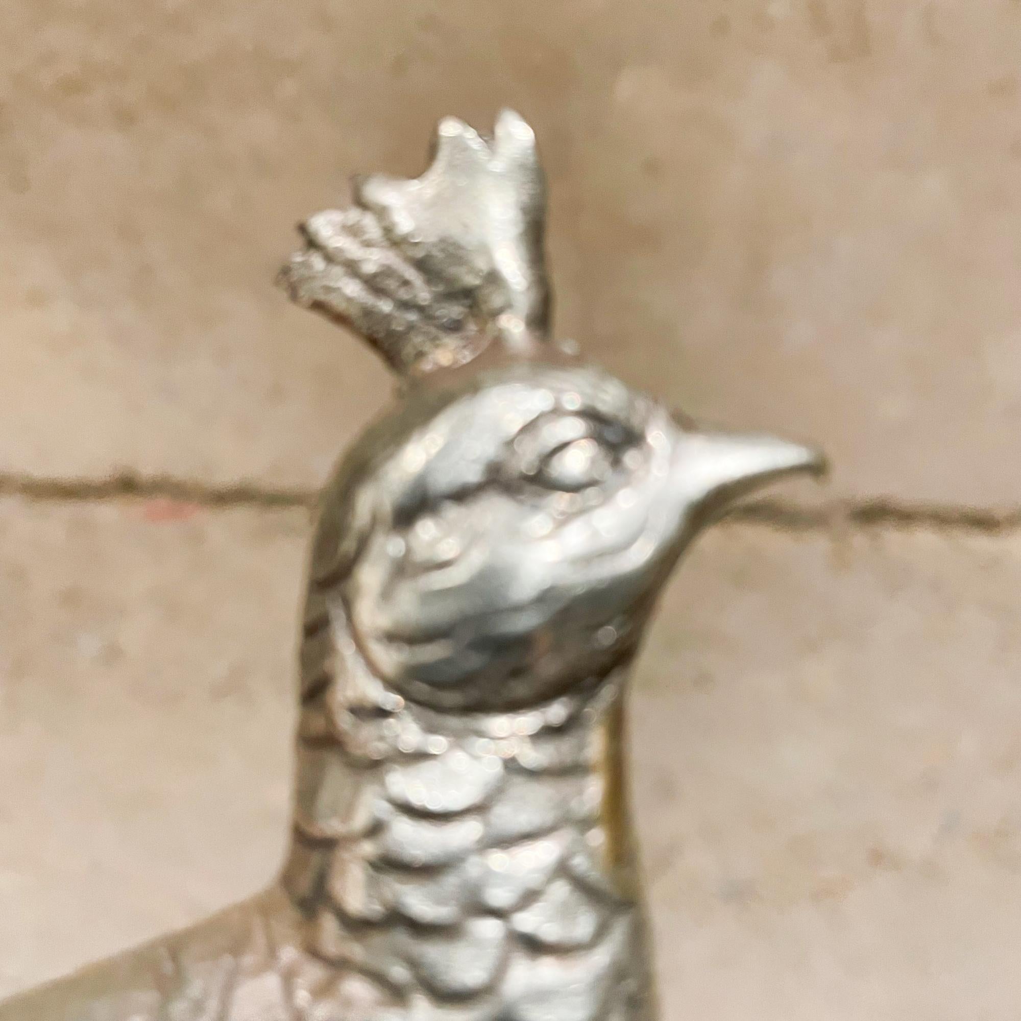 1960s Fancy Silver Bird Sculpture Italian Regal Male Pheasant Figurine Italy 6