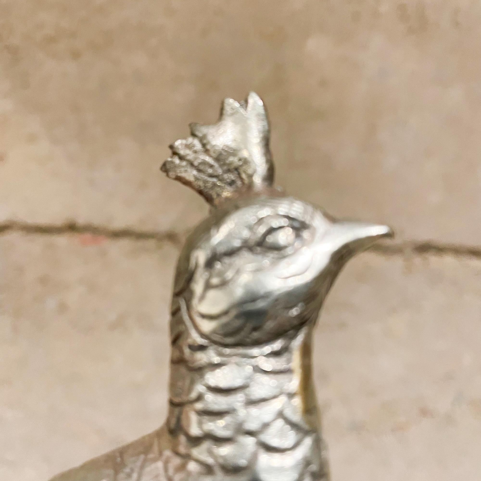 1960s Fancy Silver Bird Sculpture Italian Regal Male Pheasant Figurine Italy 7