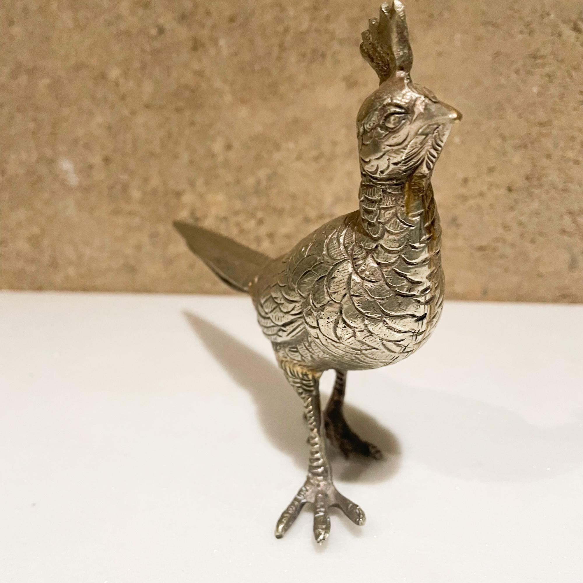 1960s Fancy Silver Bird Sculpture Italian Regal Male Pheasant Figurine Italy 2