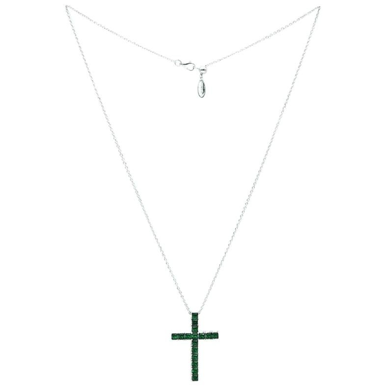 Cruz de plata fantasía Kristina Esmeralda