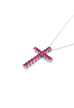 Fancy Silver Cross Kristina Synthetic Ruby