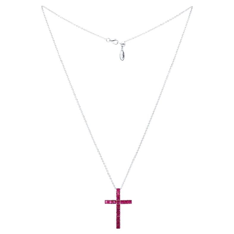 Fancy Silver Cross Kristina Synthetic Ruby