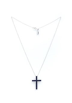 Fancy Silver Cross Kristina Synthetic Sapphire