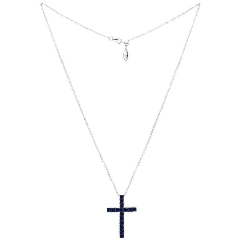 Fancy Silver Cross Kristina Synthetic Sapphire For Sale