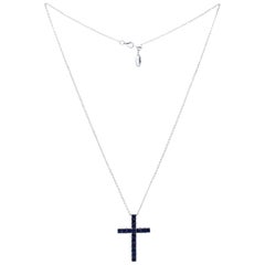 Croix fantaisie en argent Kristina Saphir synthétique