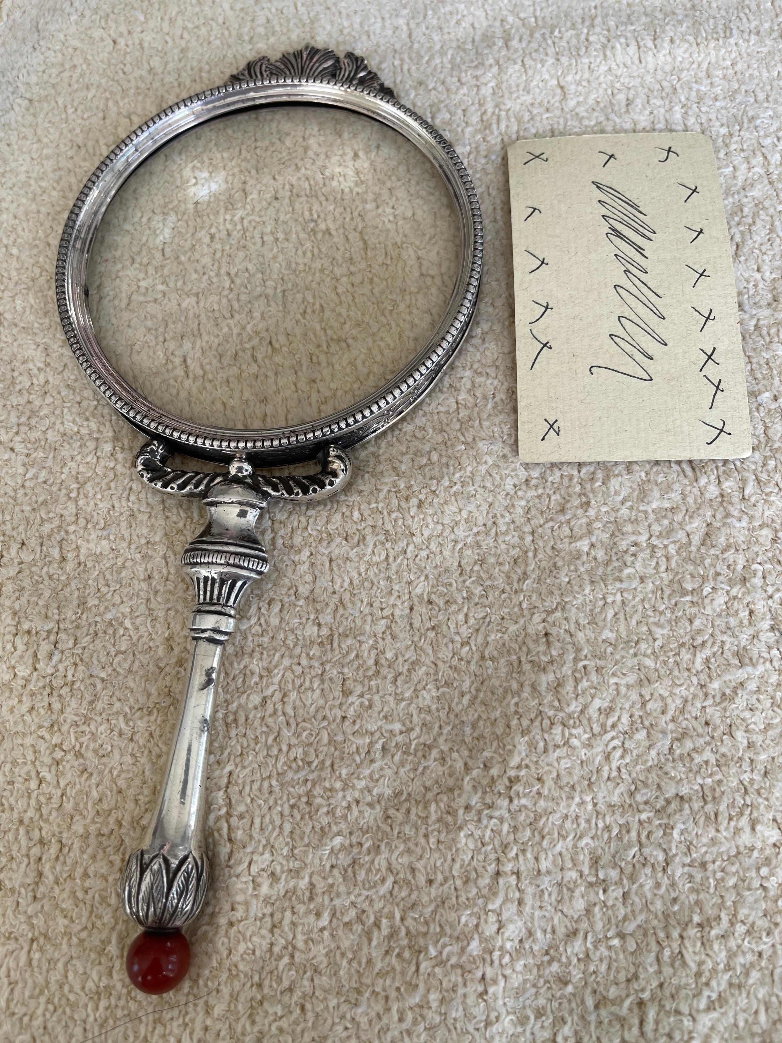 Fancy Silver Plate Edwardian Magnifying Glass, ca. 1910 In Excellent Condition For Sale In Petaluma, CA