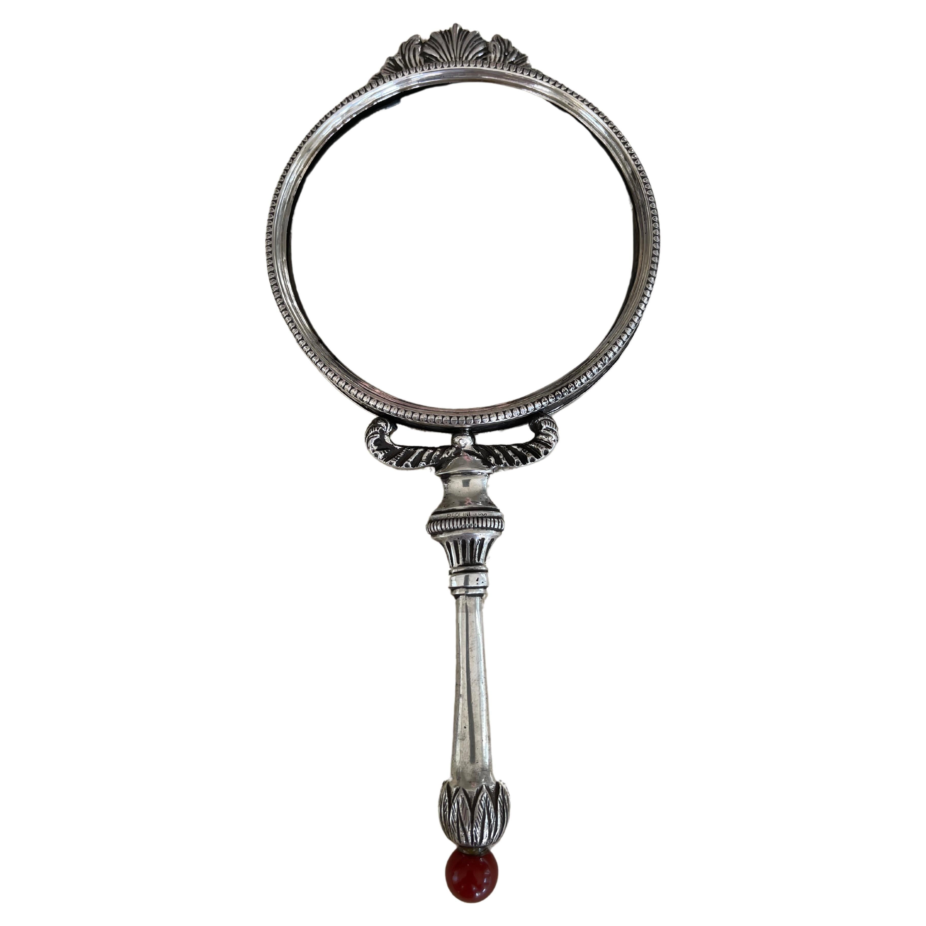 Fancy Silver Plate Edwardian Magnifying Glass, ca. 1910 For Sale