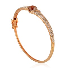 Fancy Slice Diamond 18 Karat Gold Bangle Bracelet