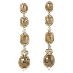 22.08 carats Fancy Slice Diamond 18 Karat Gold Earrings